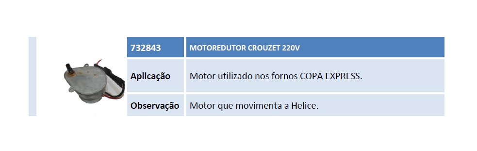 732843 MOTOREDUTOR CROUZET 220V - Supremais Peças